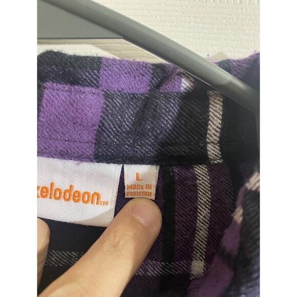 Nickelodeon Rugrats Crew On Back Purple Button Up Flannel Size Women’s L - Picture 14 of 16